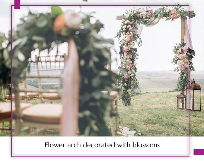 Flower arch decorated with blossoms